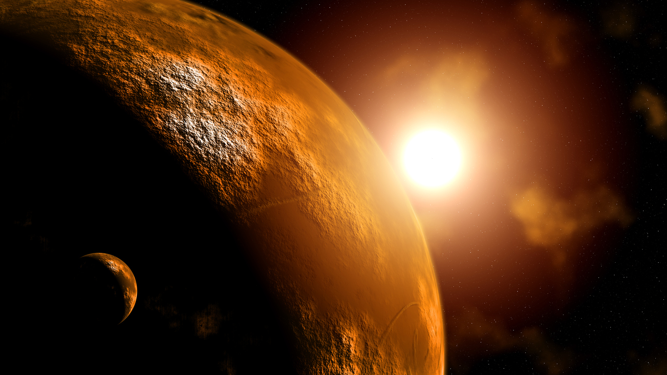 Planet Mars at sunrise